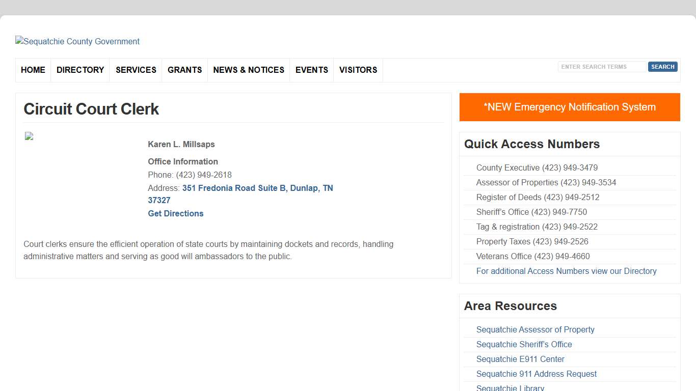 Circuit Court Clerk : Sequatchie County Government